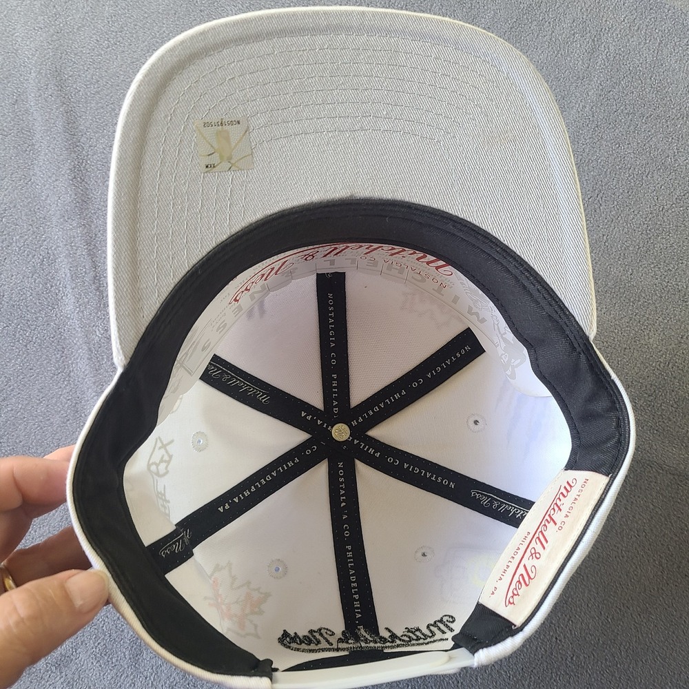 Mitchell & Ness Toronto Raptors Snapback Hat White Graffiti Print 3D Logo - Picture 10 of 11